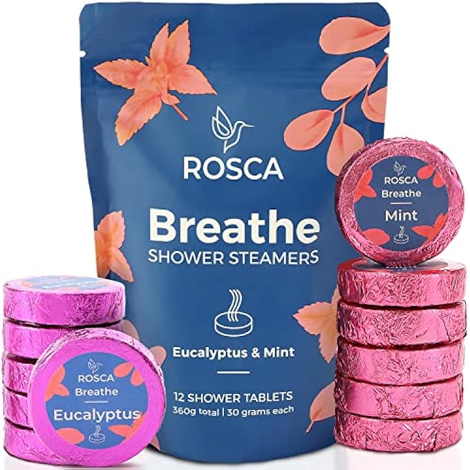 Roska Rosca Pack of 12 Eucalyptus & Mint Shower Steamers Set - Aromatherapy Essential Oil Scented Shower Bombs, Tablets, or Fizzies - Everyday Self Care Gift for Women and Men by - Image 1